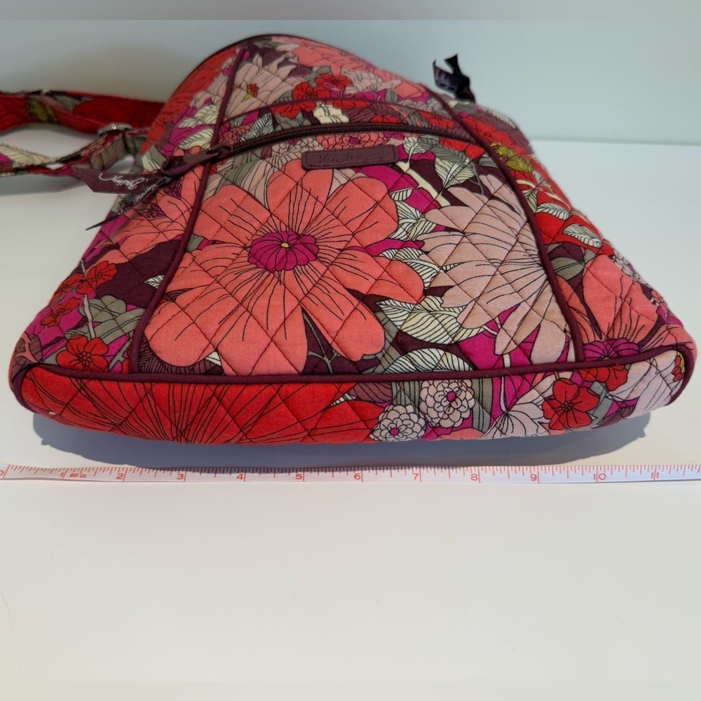 Vera Bradley Pink Red Floral Women's Crossbody Bag w.Adjustable Shoulder Strap - Picture 13 of 14